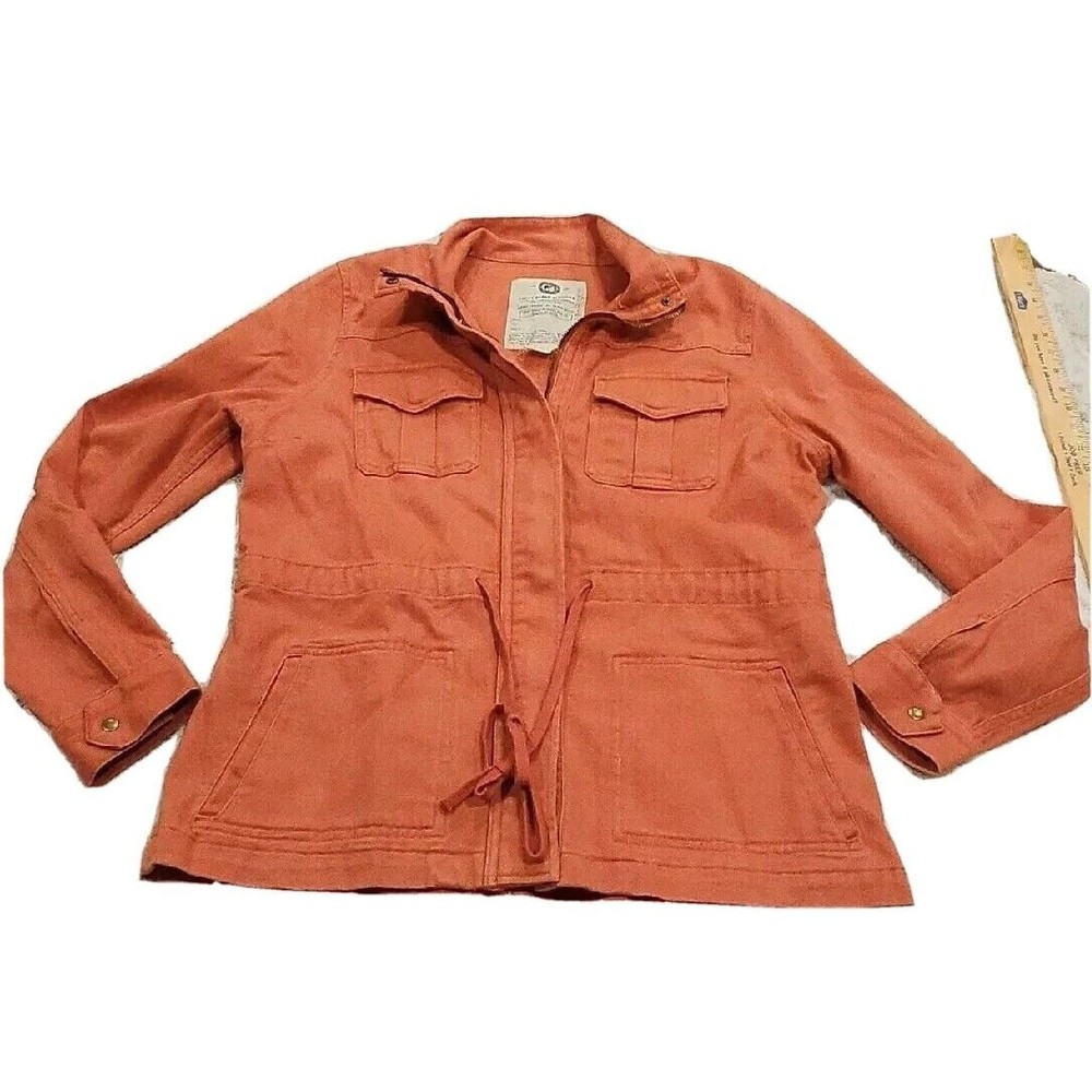 LUCKY BRAND‎ ORANGE COLOR UTILITY JACKET Womens Long Sleeve Large Zippered
